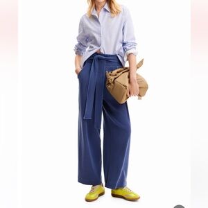 NWT Desigual Women's Ribbed Knit Wide Leg Pants - High Waisted European Style